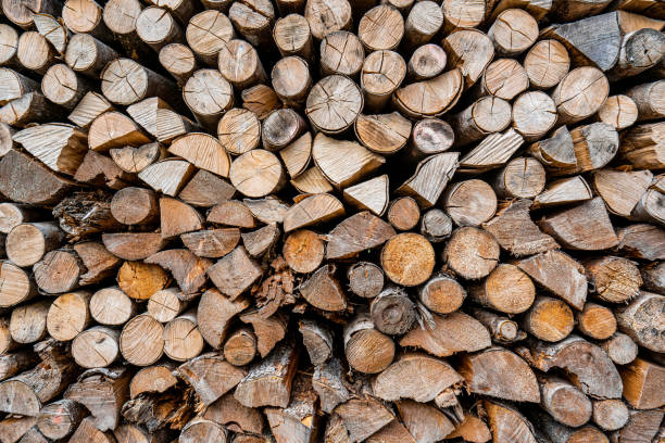 ein haufen brennholz - cross shape cross rough wood stock-fotos und bilder