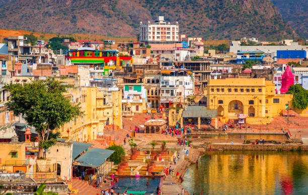 istock Panoramic view on Holy Lake and city Pushkar, Rajasthan, India. 1186699651