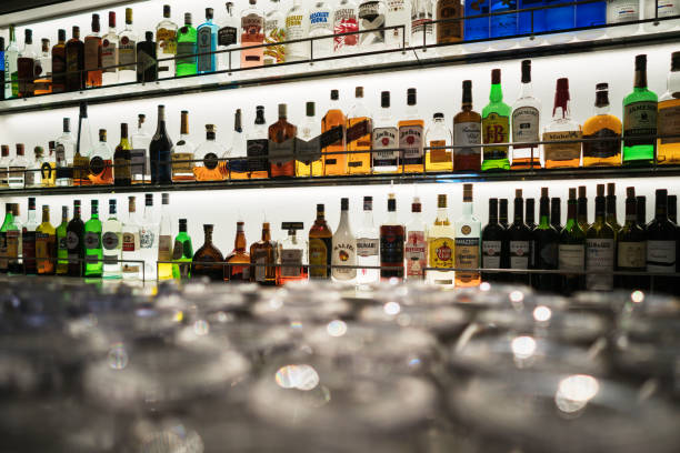 istock Alcohol shelf in a bar 1186700642