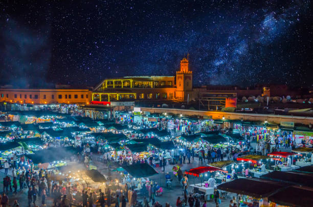 Jamaa el Fna market square in Marrakesh medina, Marrakesh, Morocco Jamaa el Fna market square in Marrakesh medina, Marrakesh, Morocco djemma el fna square stock pictures, royalty-free photos & images