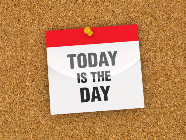 istock TODAY IS THE DAY Calendar on Corkboard - 3D Rendering 1186706026