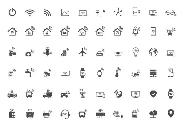 Vector illustration of Internet of things vector icons isolated on white background. Iot icon set for web, mobile apps and ui design. Internet technology concept stock vector illustration
