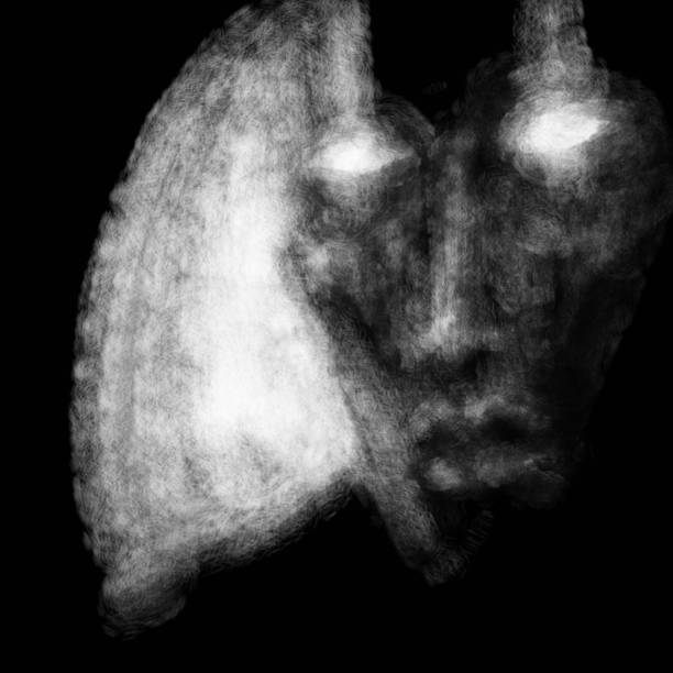 istock Scary dark god face in the moonlight. Black and white. 1186712292