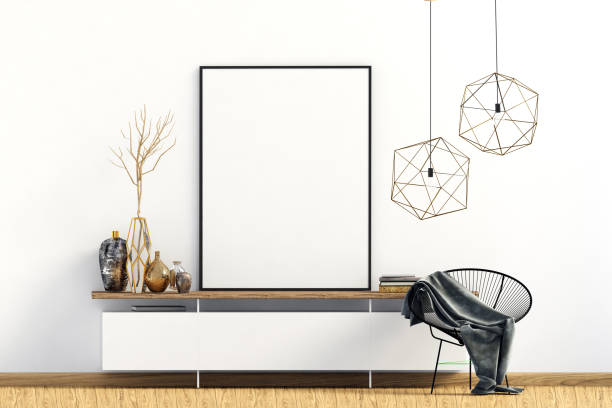 istock Modern interior with dresser. Poster mock up. 3d illustration. 1186713725