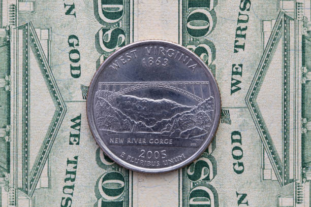 istock A quarter of West Virginia on US dollar bills. 1186717896
