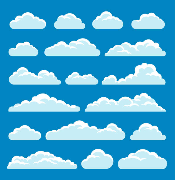 Clouds Set Vector illustration of the clouds set on blue background cotton cloud stock illustrations