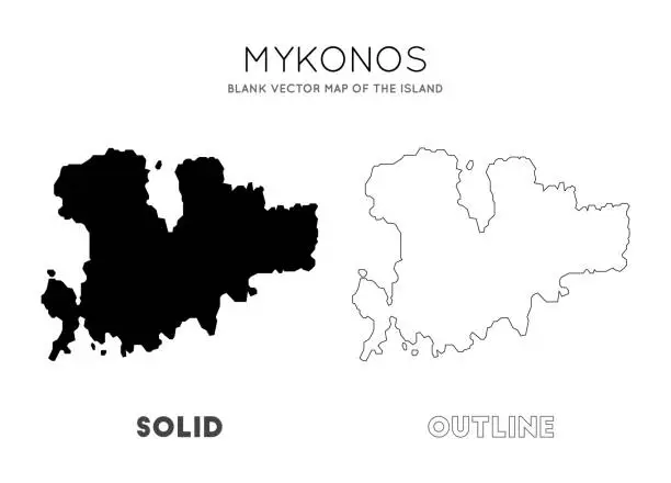 Vector illustration of Mykonos map.