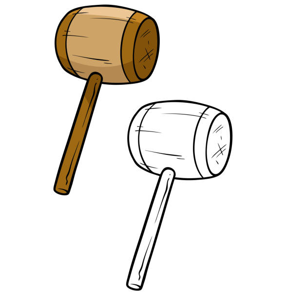Cartoon wooden hammer vector icon for coloring Cartoon wooden builder hammer. Isolated on white background. Vector icon for coloring. blunt stock illustrations