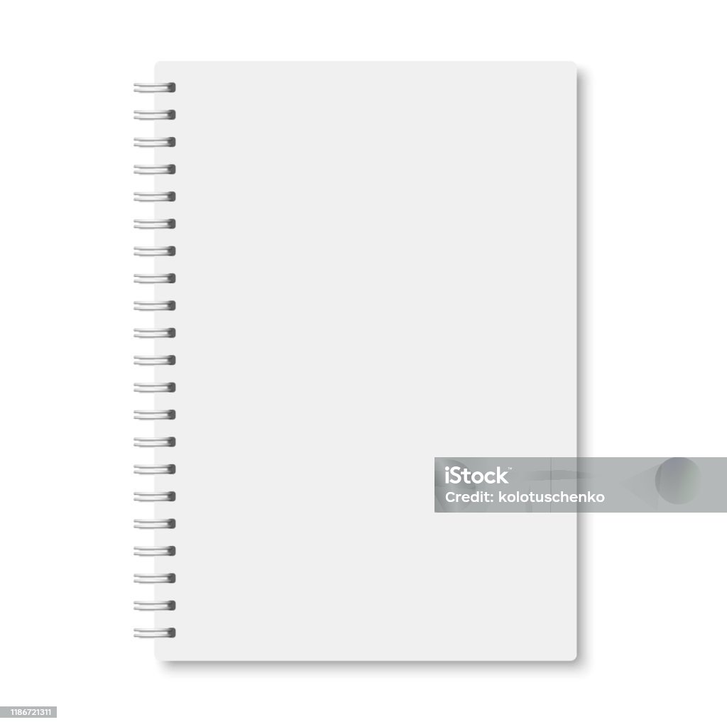 Vit realistisk A5 anteckningsbok stängd med skuggor - Royaltyfri Anteckningsblock vektorgrafik