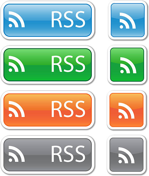 Botões de RSS vetor Retangular - fotografia de stock