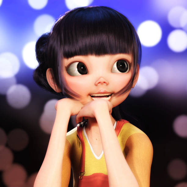 Digital 3D Illustration of a Toon Girl stock photo