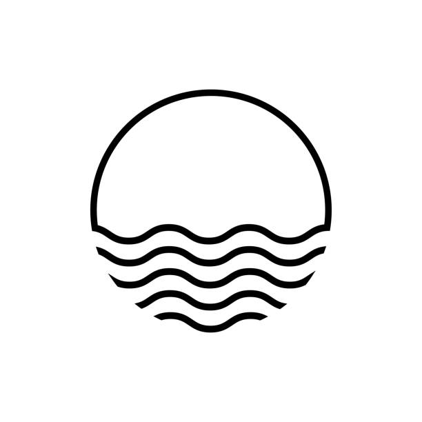 Sunset sky linear icon. Vacation concept. Landscape design. Summer graphic. Sunrise sunset logotype. Isolated vector sign symbol. Sunset sky linear icon. Vacation concept. Landscape design. Summer graphic. Sunrise sunset logotype. Isolated vector sign symbol. EPS 10 idyllic stock illustrations