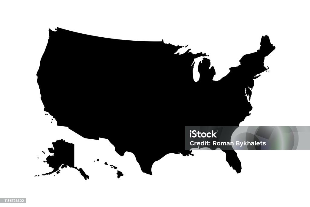 Usa 地圖圖示高詳細隔離向量插圖。抽象概念圖形元素。美利堅合眾國被孤立。 - 免版稅美國圖庫向量圖形