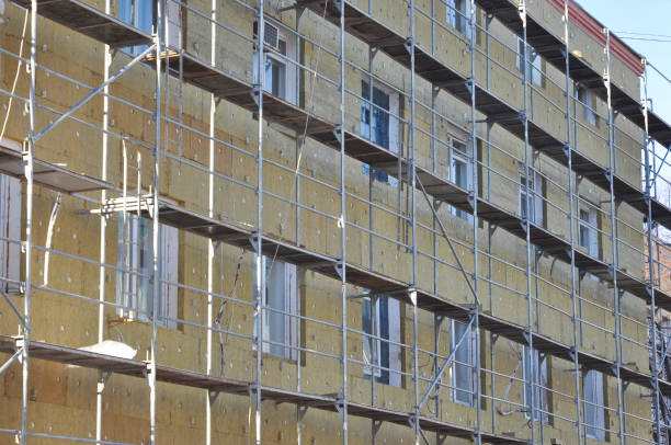 istock Office building renovation with rock wool insulation. External Wall Insulation with Fiber glass. 1186726607