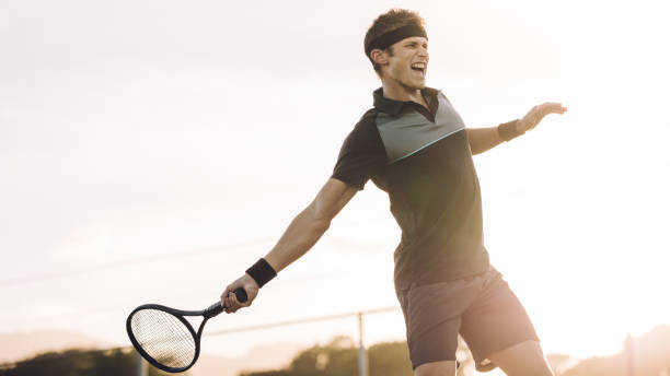 istock Professional tennis player hitting a forehand winner 1186727556