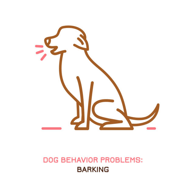 Dog Behavior Problem Icon Dog behavior problem icon. Domestic animal or pet language. Yapping dog. Loud barking. Doggy reaction. Simple icon, symbol, sign. Editable vector illustration isolated on white background mean dog stock illustrations