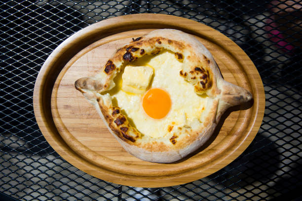 istock Traditional Georgian adjarian khachapuri cheese bread 1186730120