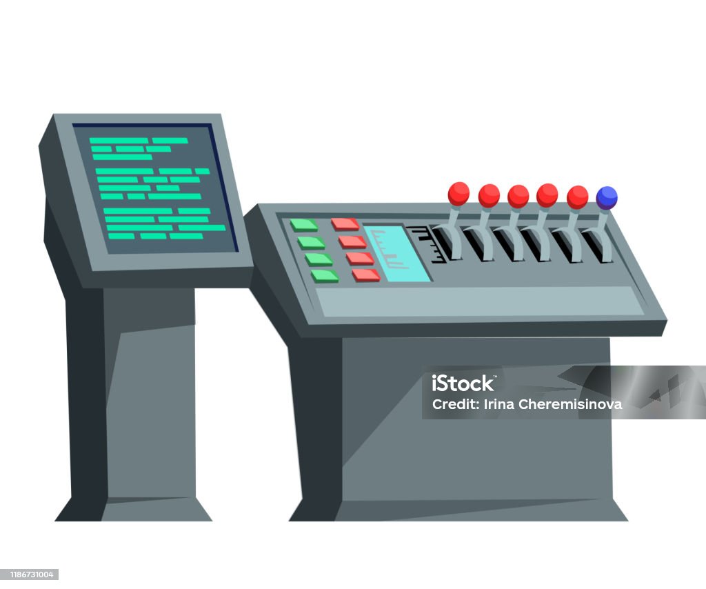 Cartoon Industrial Control Panel Isolated On White Stock Illustration ...