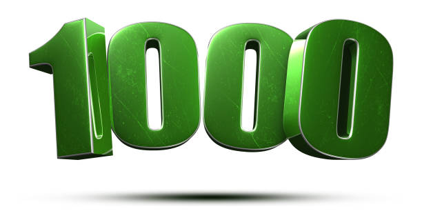 1000 3D. 1000 3d numbers green on white background.(with Clipping Path). number 1000 stock pictures, royalty-free photos & images