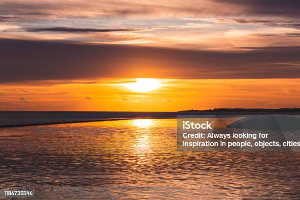 Sunset Stock Photo - Download Image Now - Beach, Beauty, Belém - Lisbon