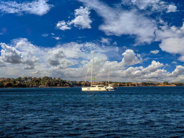 istock Datca harbor and sailing boats at sunset 1186735548