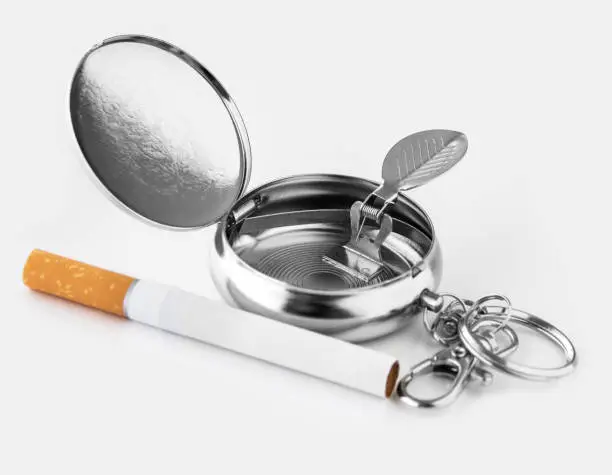 Pocket ashtray on white background