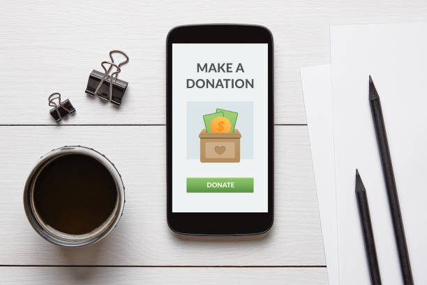 istock Donation concept on smart phone screen 1186739646