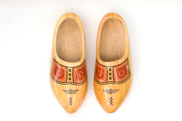istock Dutch wooden clogs isolated on the white background 1186743220