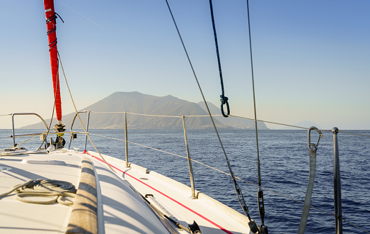 Sailing towards Salina Island off the coast of Sicily