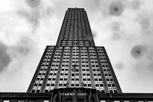 Empire State Building in the rain stock photo