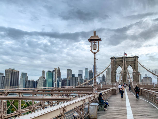 Brooklyn Bridge early morning stock photo