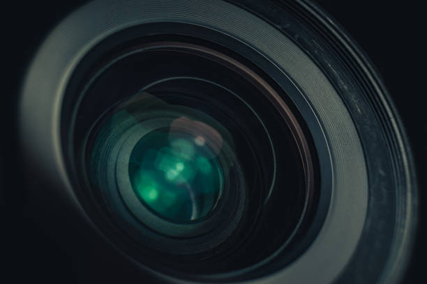 istock Close up beautiful camera lens on a black background. Macro view. 1186750798