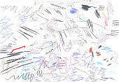 istock Colored abstract Scribble by Pen, lines by Ink, random Sketches as Background or Texture on white Paper 1186750827