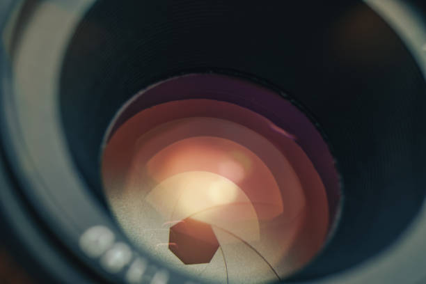 istock Close up Beautiful Camera Lens with reflection  background. Macro view. 1186750852