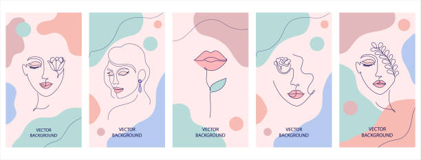 набор листовок - hair flower stock illustrations