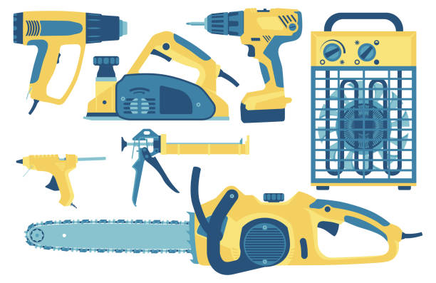Set of tools for construction and repair in flat style. Vector illustration. vector art illustration