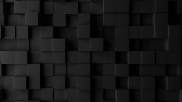 istock Dark squares abstract background. Realistic wall of cubes 1186753305
