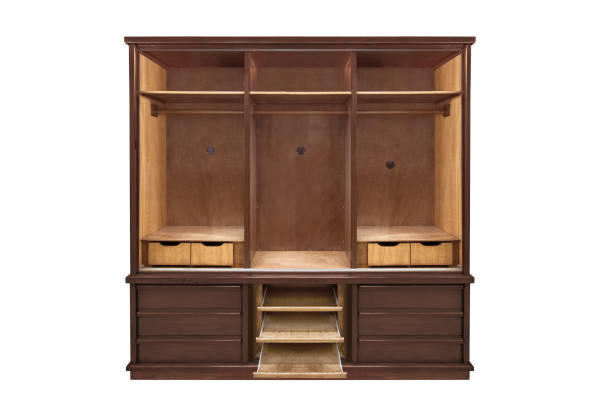 istock Wooden wardrobe isolated on white background 1186759701