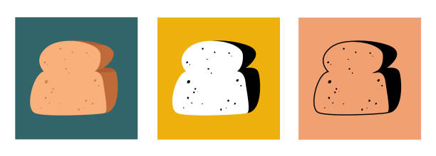 빵 벡터 색상 변화의 슬라이스 덩어리 - brown bread illustrations stock illustrations