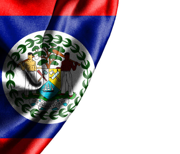 Belize waving silky flag isolated on white background