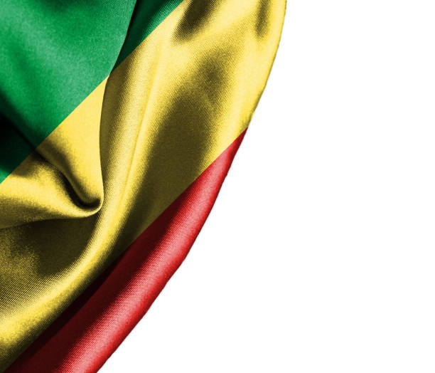 istock Congo waving silky flag isolated on white background 1186763955