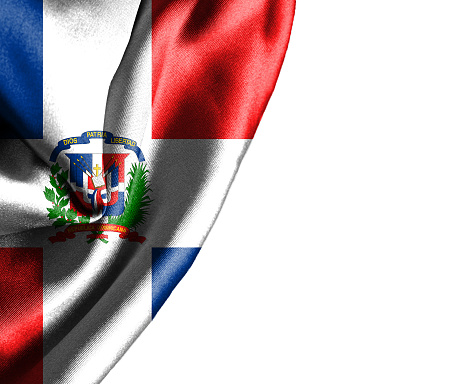 Dominican Republic waving silky flag isolated on white background