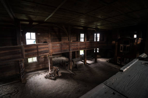 istock Abandoned old wooden Catholic church 1186764571