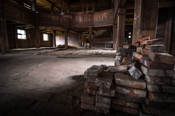 istock Abandoned old wooden Catholic church 1186764580