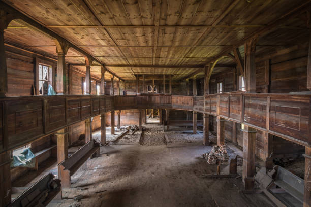 istock Abandoned old wooden Catholic church 1186764596