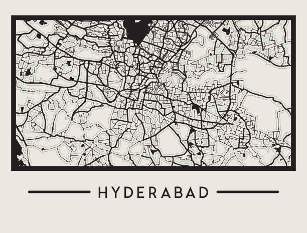 illustrazioni stock, clip art, cartoni animati e icone di tendenza di mappa astratta della città di hyderabad - illustrazione - hyderabad