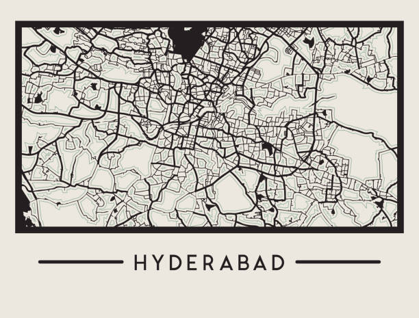 ilustrações, clipart, desenhos animados e ícones de mapa abstrato da cidade de hyderabad - ilustração - hyderabad