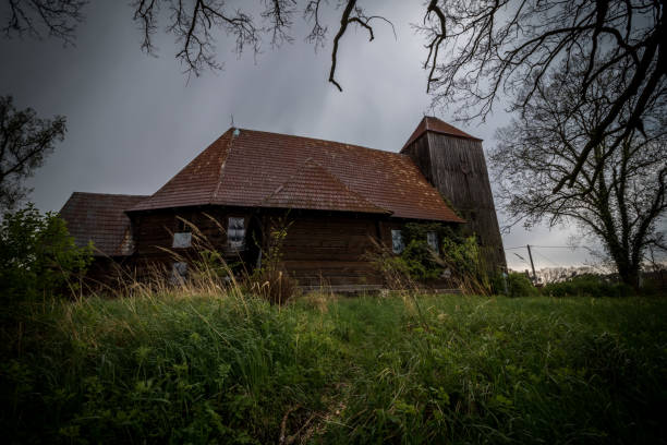 istock Abandoned old wooden Catholic church 1186764652