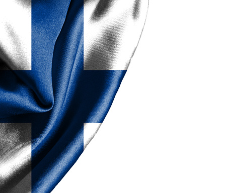 Finland waving silky flag isolated on white background