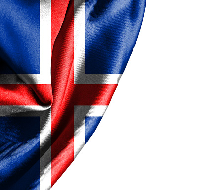Iceland waving silky flag isolated on white background